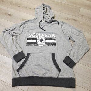 Vtg Yogi Bear Yellowstone National Park Hooded Gray Sweatshirt. Sz XL